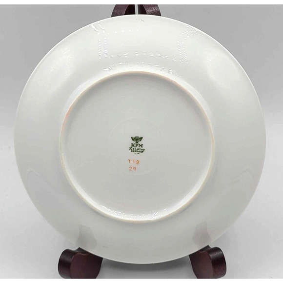 Vintage KPM Krister Germany ~ 2 Saucers ~ Gold Rose Design. - Picture 6 of 6